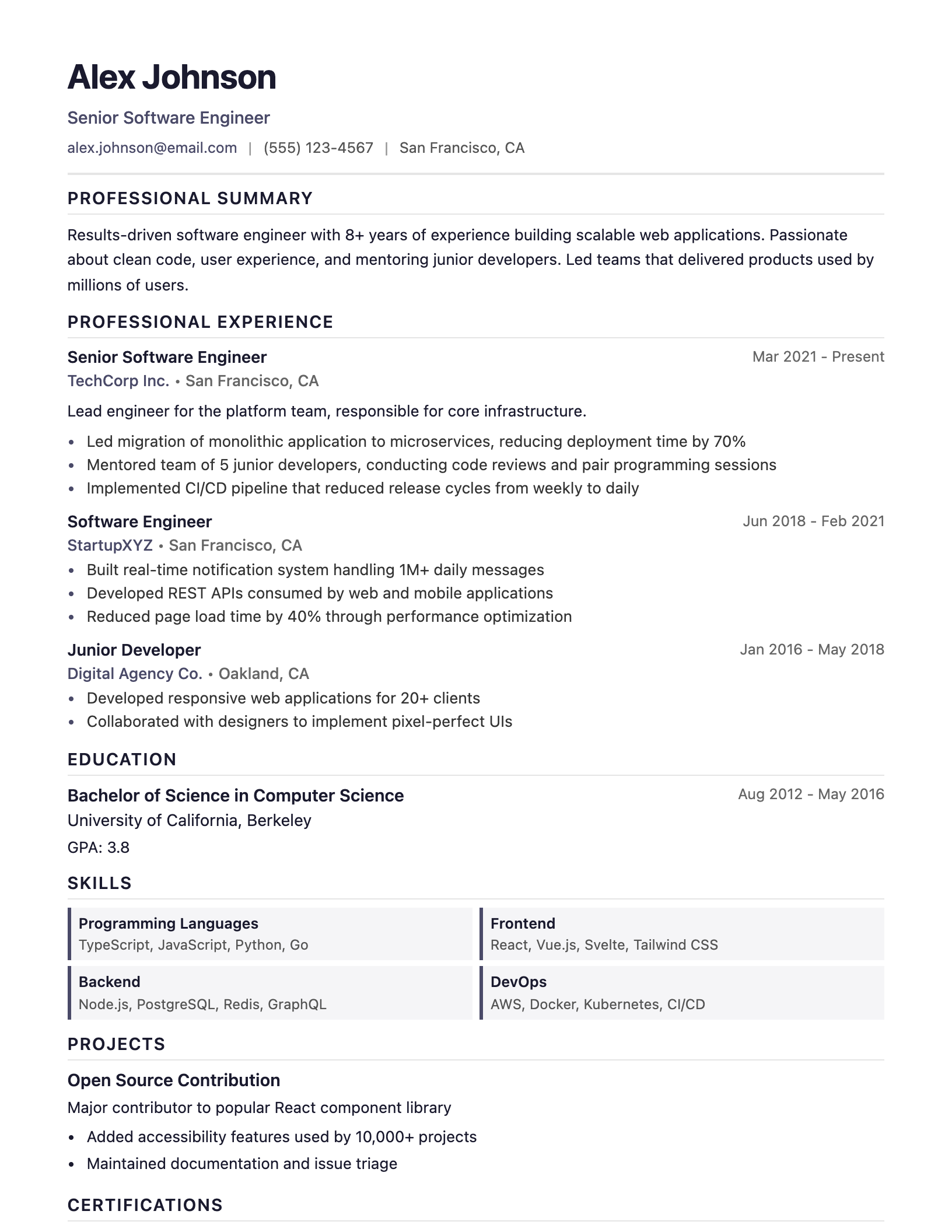 Corporate Clean resume template